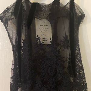 Free People One Small 100% Nylon black sheer dress